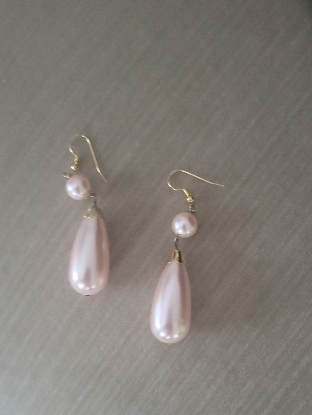 Delicate Pink Pearl Drop Earrings with Gold Hooks